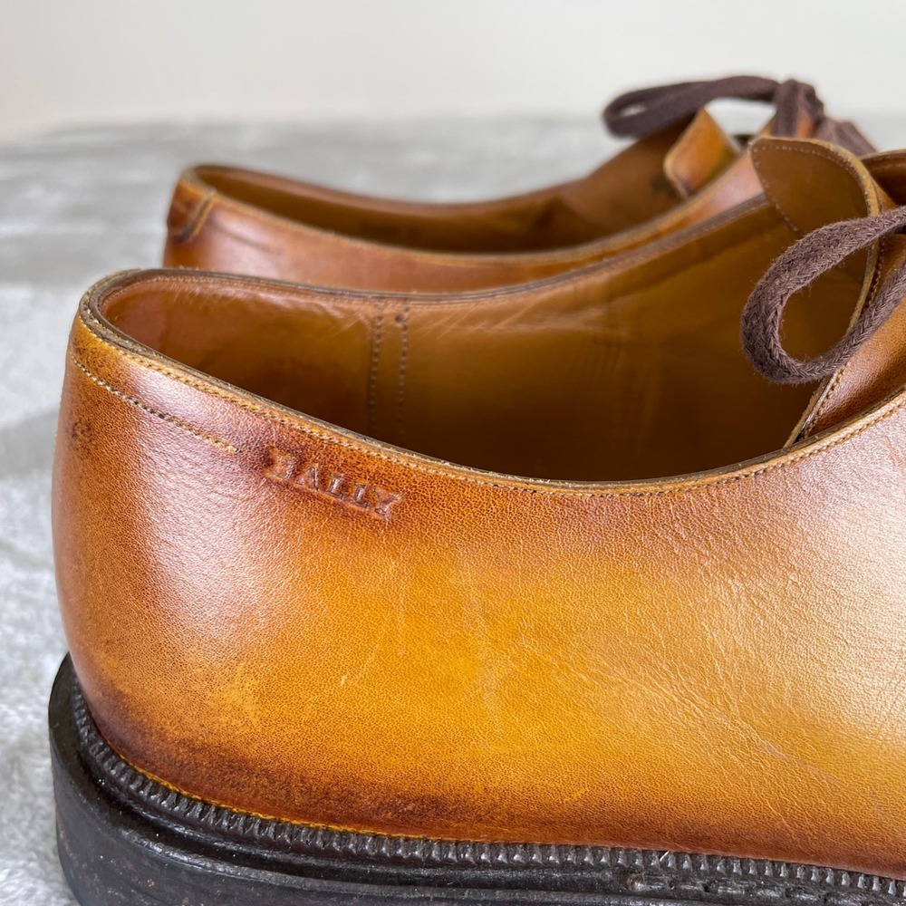 Vintage Bally Mens Dress Shoes Sz 7.5 Goodyear Switzerland Derby Leather Lace Up - Picture 8 of 12